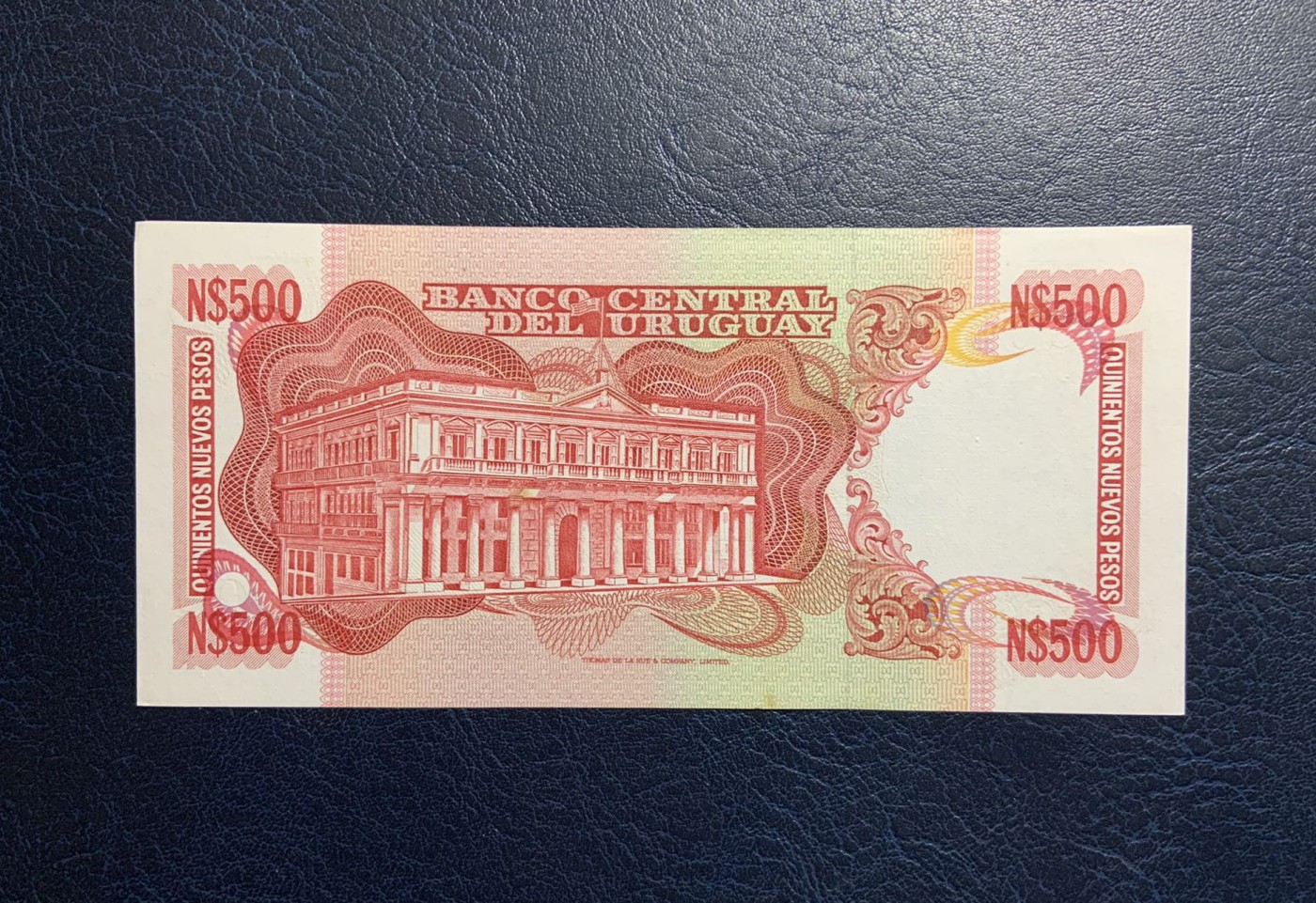 收藏联盟Quantum Auction 第315期拍卖  乌拉圭1991年500比索 品相UNC- 早期纸质版 双面雕刻