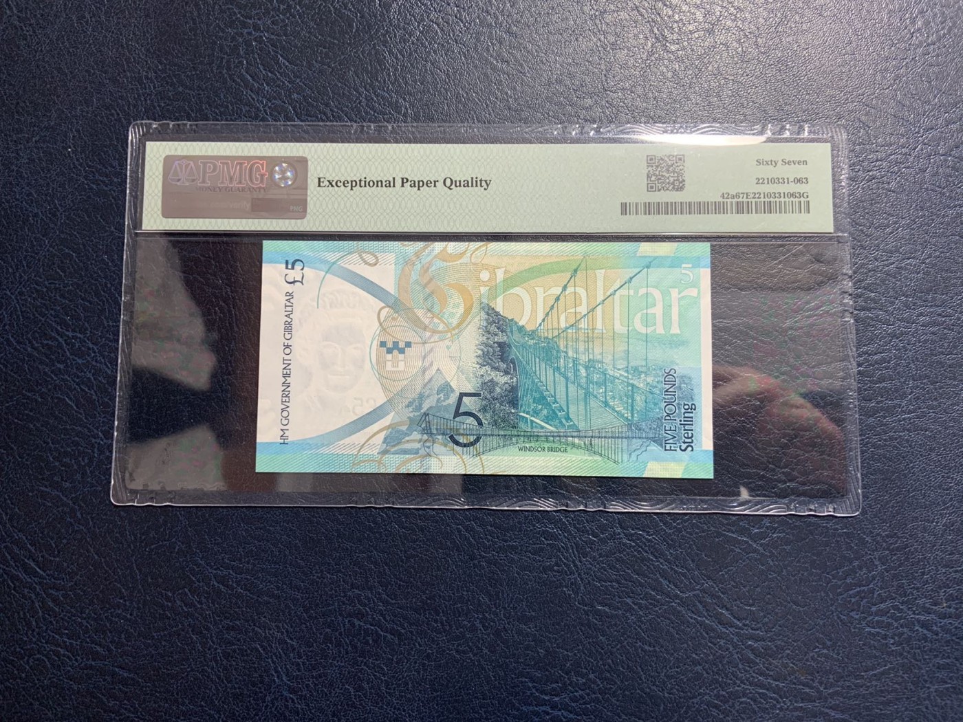 收藏联盟Quantum Auction 第315期拍卖  直布罗陀2020年5镑 PMG67 千位号 朦胧号