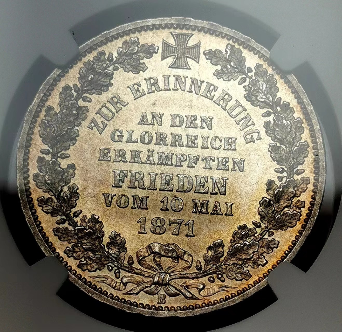 凡希万国世界钱币年度大拍第二季 NGC MS65 1871年德国不莱梅普法战争胜利泰勒 高分深打环彩状态