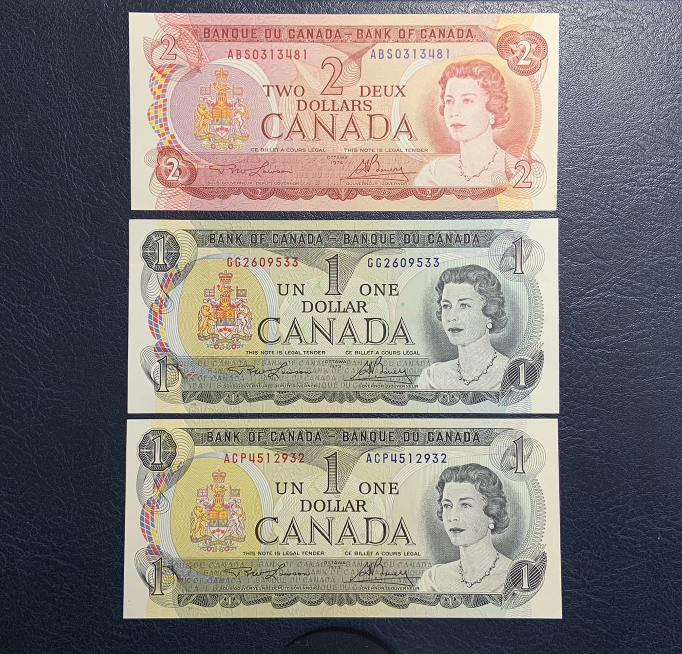 收藏联盟Quantum Auction 第315期拍卖  加拿大1974年2元和1973年1元 品相全新UNC