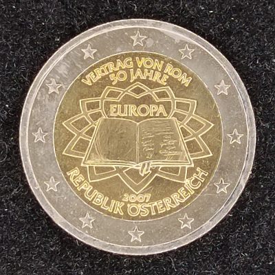 巴斯克收藏第212期 散币专场 1月9/10/11 号三场连拍 全场包邮 - 奥地利 2007年 2欧元双色合金纪念币 罗马条约50周年纪念