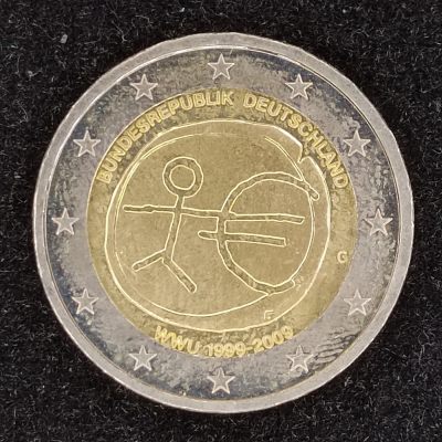 巴斯克收藏第212期 散币专场 1月9/10/11 号三场连拍 全场包邮 - 德国 2009年 2欧元双色合金纪念币 欧洲货币联盟成立10周年纪念