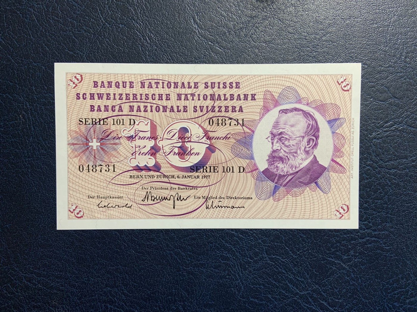 收藏联盟Quantum Auction 第315期拍卖  瑞士1977年10法郎 品相UNC