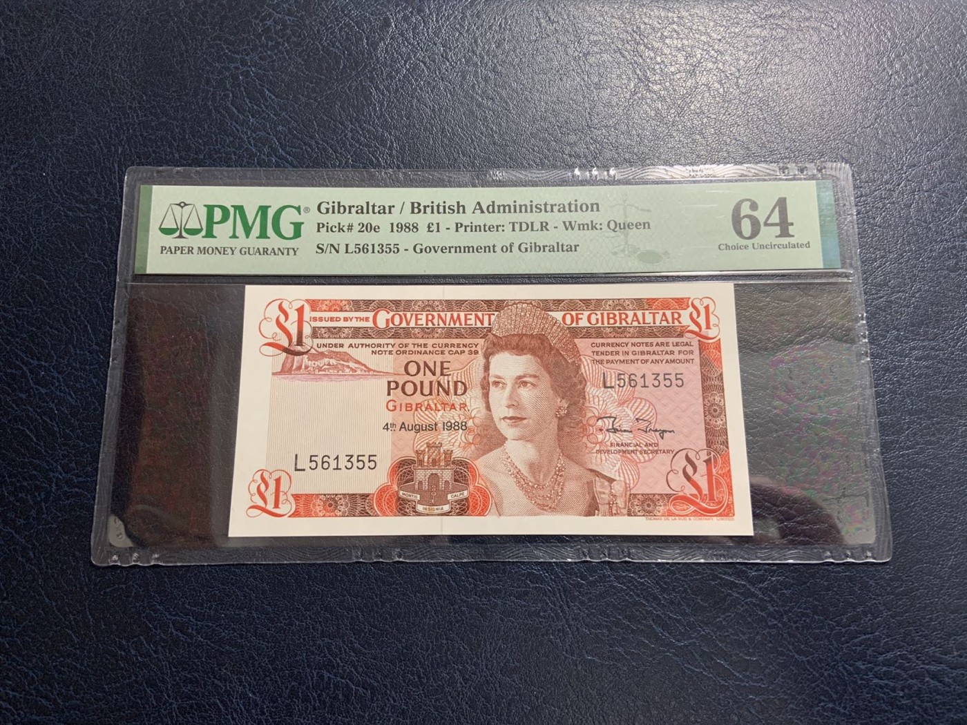 收藏联盟Quantum Auction 第315期拍卖  直布罗陀1988年1镑 PMG64 号码无4
