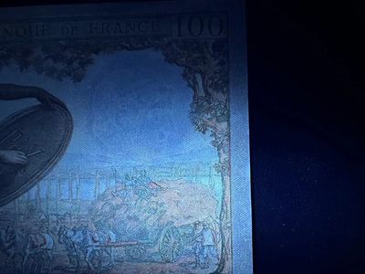 【Blue Auction】✨世界纸币精拍第413期【精】 【倒置号】法国 1944年100法郎 笛卡尔 UNC- 轻微荧光
