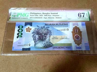【Blue Auction】✨世界纸币精拍第413期【精】 【获奖钞 AA冠无47】菲律宾 2022年1000比索 PMG67EPQ