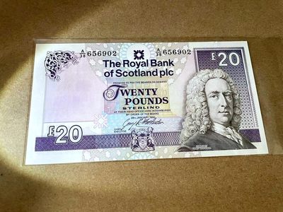 【Blue Auction】✨世界纸币精拍第413期【精】 【无47】苏格兰 大卷毛1992年20镑 全新UNC 