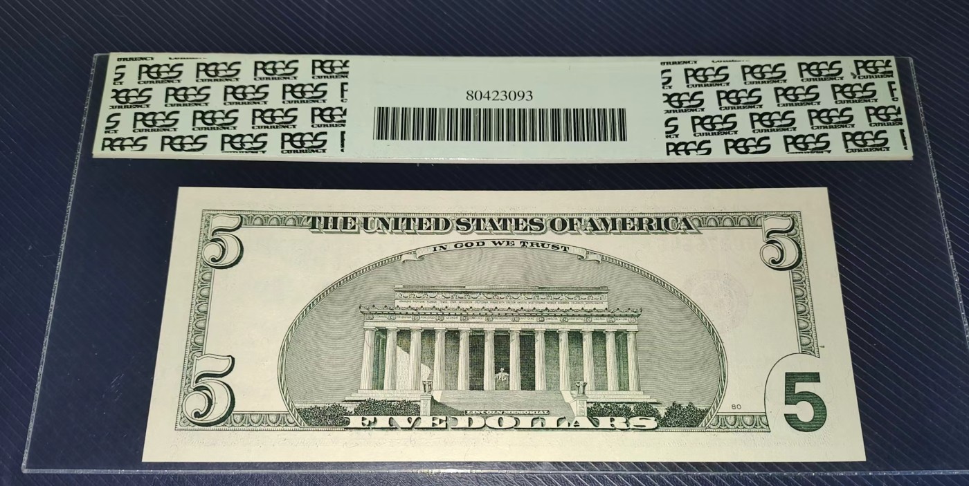 Gem Unc 美国纸币 2003年A版 5元美金纸币 星号 Pcgs 66PPQ Gem Unc 美国纸币 2003年A版 5元美金纸币 星号 Pcgs 66PPQ