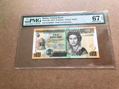【Blue Auction】✨世界纸币精拍第413期【精】 【无47】伯利兹 2016年10元 PMG67EPQ 女王