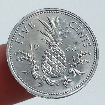 海外回流1元起拍小铺 各国钱币散币场 第4期 - 1966年英属巴哈马5分 菠萝 原光品