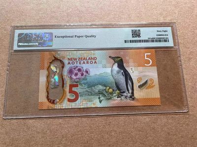 【Blue Auction】✨世界纸币精拍第413期【精】  【获奖钞】新西兰 2015-16年 5元 PMG68EPQ 高分