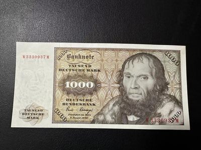 【Blue Auction】✨世界纸币精拍第413期【精】  德国 1980年1000马克 舍那 UNC- 雕刻精美