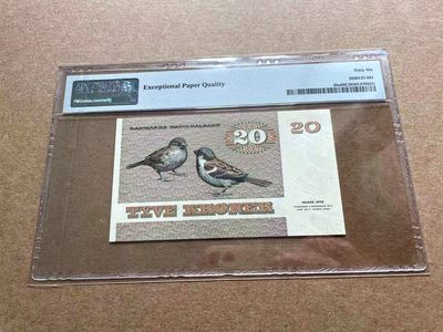 【Blue Auction】✨世界纸币精拍第413期【精】 【A0初版】丹麦 1979年20克朗 PMG66EPQ 