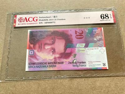 【Blue Auction】✨世界纸币精拍第413期【精】 瑞士 2014年20法郎 ACG68EPQ 