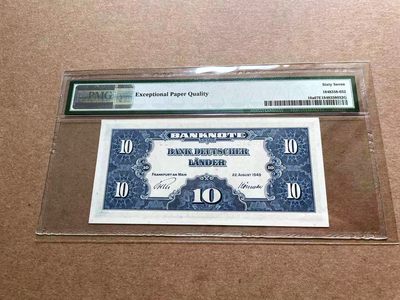【Blue Auction】✨世界纸币精拍第413期【精】 德国 1949年10马克 ABNC出品 PMG67EPQ 雕刻精美