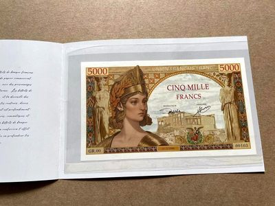 【Blue Auction】✨世界纸币精拍第413期【精】 【一组2张带册 小号】法国法郎联盟 500-1000法郎 UNC品相 商业钞
