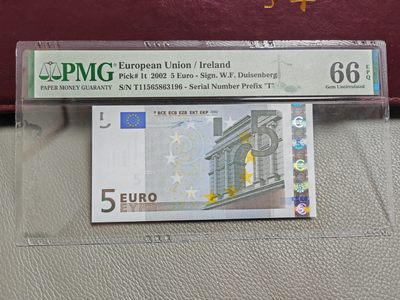 欧盟纸币Euro T冠爱尔兰版一签5欧元纸币PMG66分 - 欧盟纸币Euro T冠爱尔兰版一签5欧元纸币PMG66分