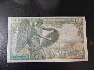 【Blue Auction】✨世界纸币精拍第413期【精】 【倒置号】法国 1944年100法郎 笛卡尔 UNC- 轻微荧光
