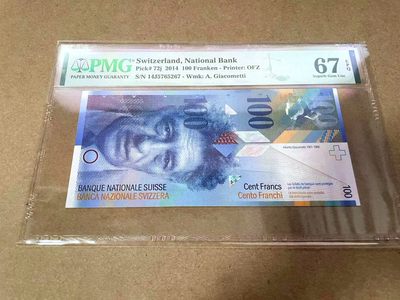 【Blue Auction】✨世界纸币精拍第413期【精】 瑞士 2014年100法郎 PMG67EPQ 高分 