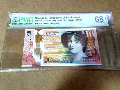 【Blue Auction】✨世界纸币精拍第413期【精】 【AA冠无47】苏格兰 2017年10镑 PMG68EPQ 高分