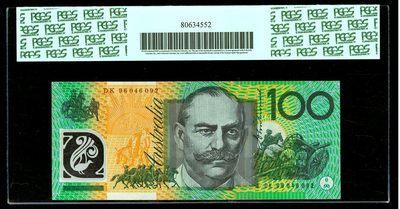 【Blue Auction】✨世界纸币精拍第413期【精】 【初版 R616】澳大利亚 1996年100元 PCGS40EPQ绿标