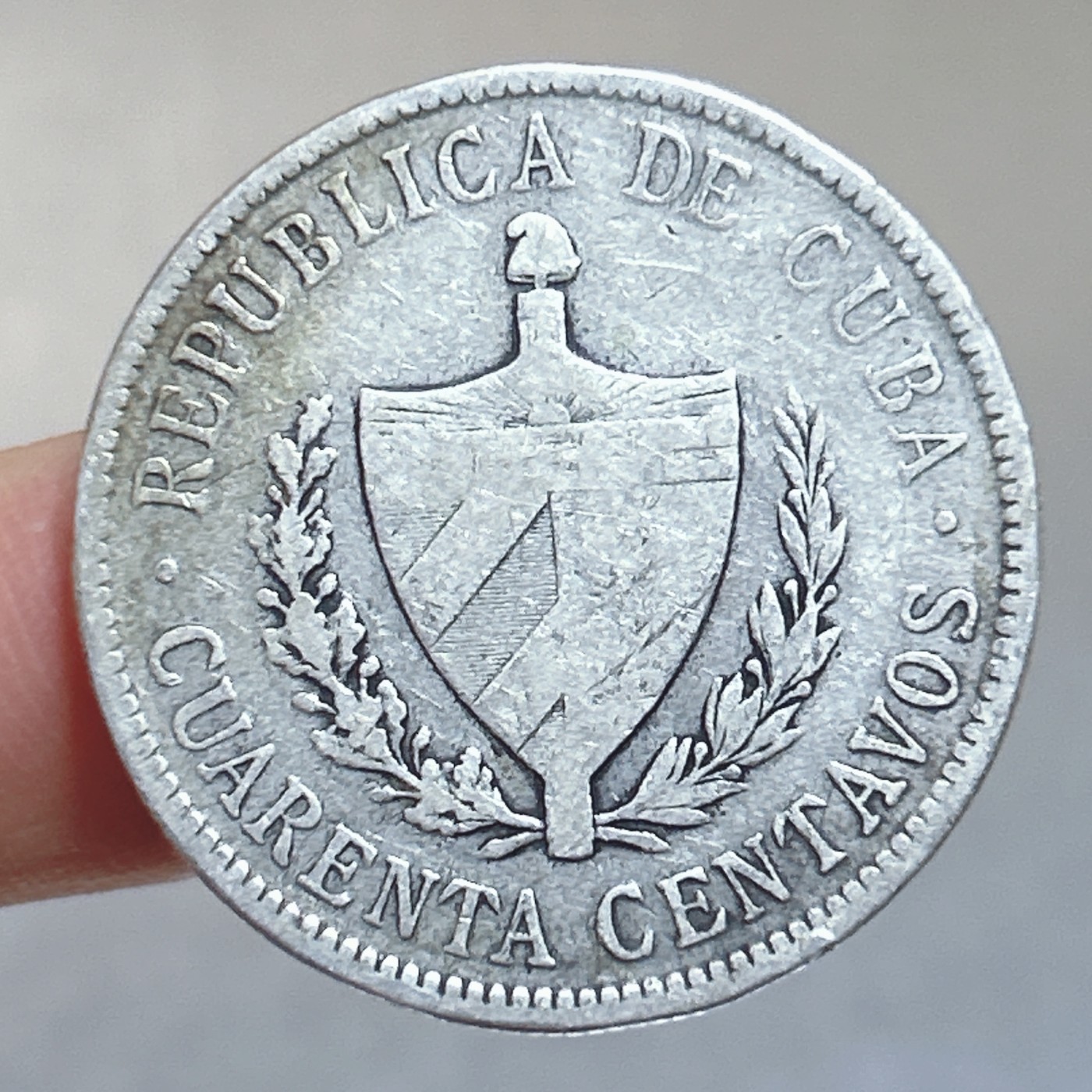 全场一元起拍 世界散币、银币专场 第52期 早期少见 古巴共和国1915年40分老银币 90%纯银