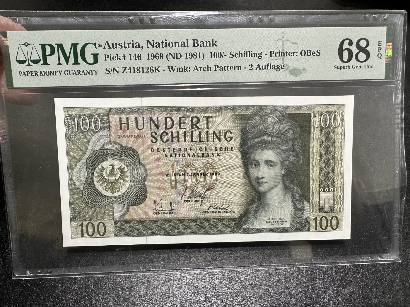 《外钞收藏家》第三百二十七期（连拍第四场） 1969年奥地利100先令 PMG68