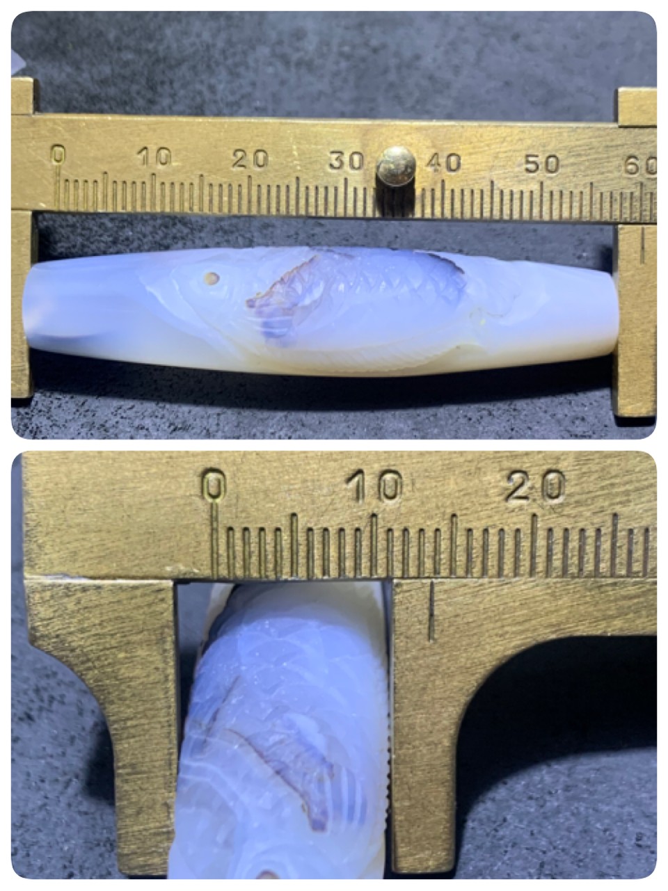 精美高玉化马达加斯加海洋玉髓手工俏色巧雕鱼吊坠（把件）一个