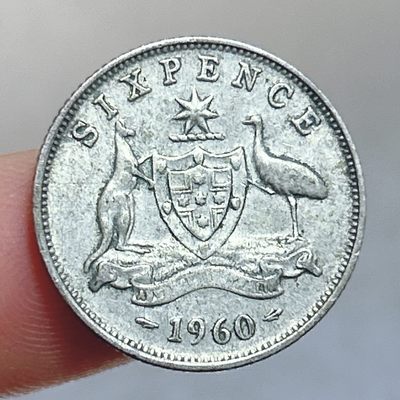 全场一元起拍 世界散币、银币专场 第52期 - 澳大利亚1960年6便士银币 伊丽莎白二世 2.8g