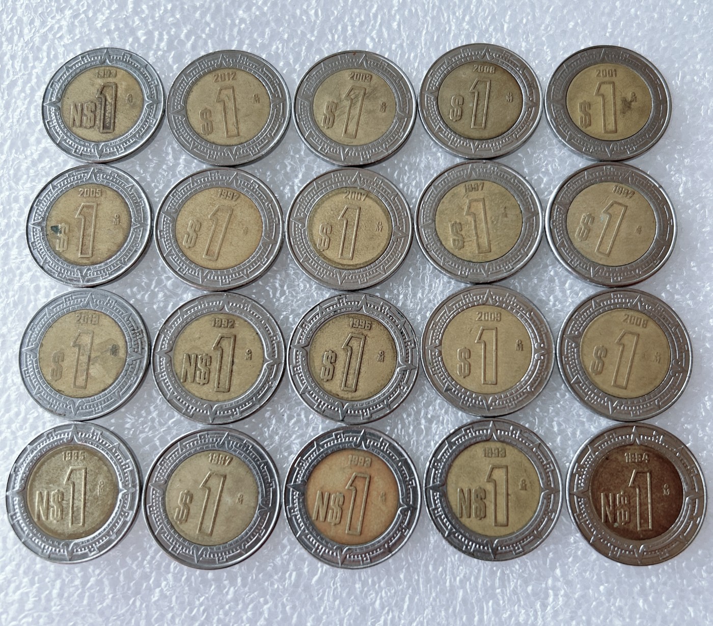 全场一元起拍 世界散币、银币专场 第52期 墨西哥1比索玛雅鹰蛇 双金属币 20枚