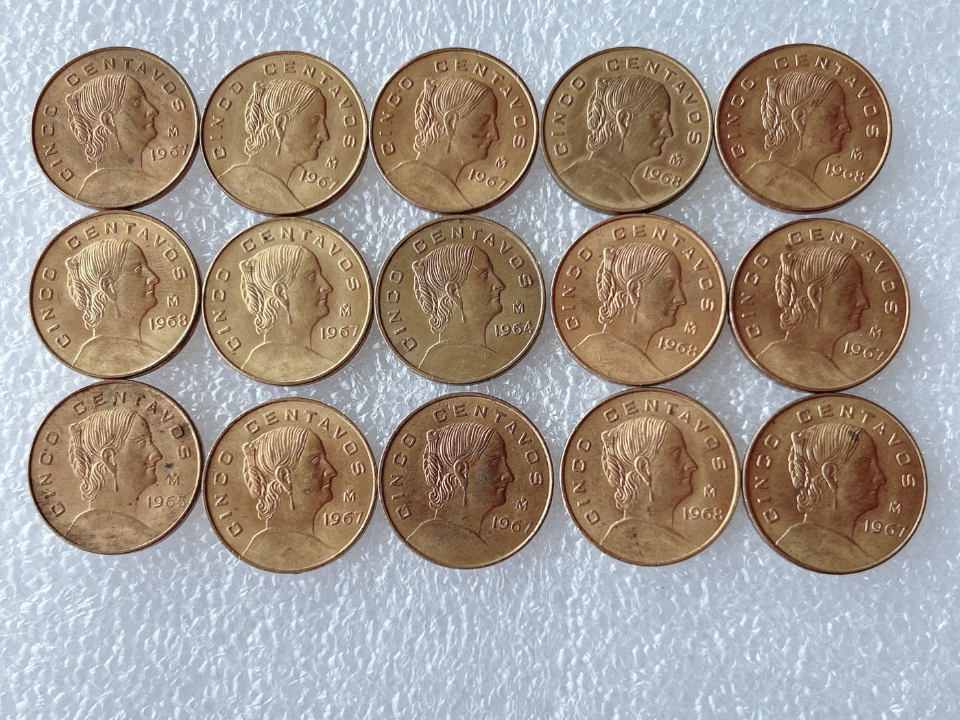 全场一元起拍 世界散币、银币专场 第52期 墨西哥5分铜币 原光品 15枚