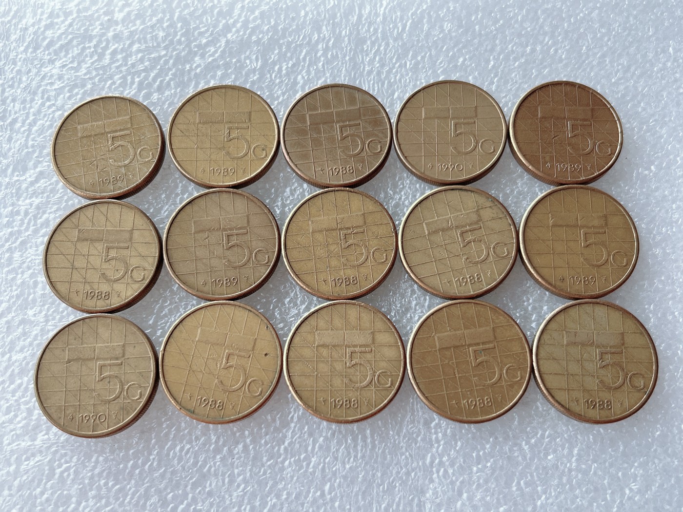 全场一元起拍 世界散币、银币专场 第52期 荷兰5盾厚铜镍币 15枚