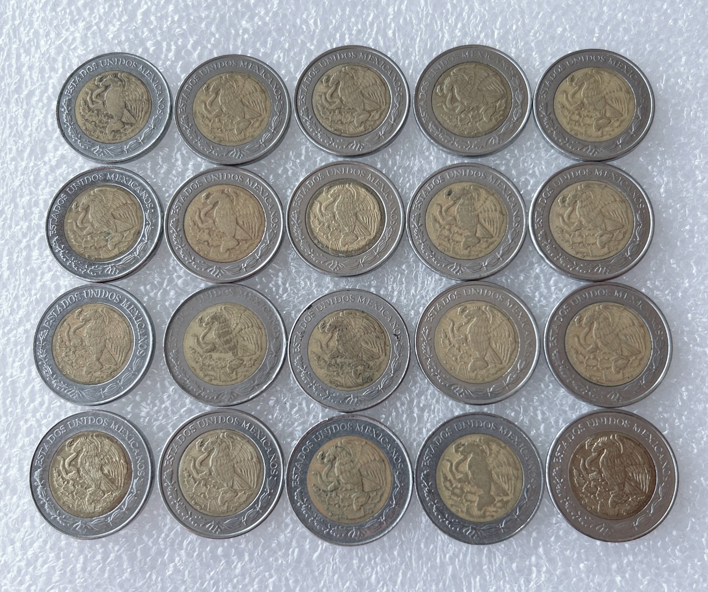 全场一元起拍 世界散币、银币专场 第52期 墨西哥1比索玛雅鹰蛇 双金属币 20枚