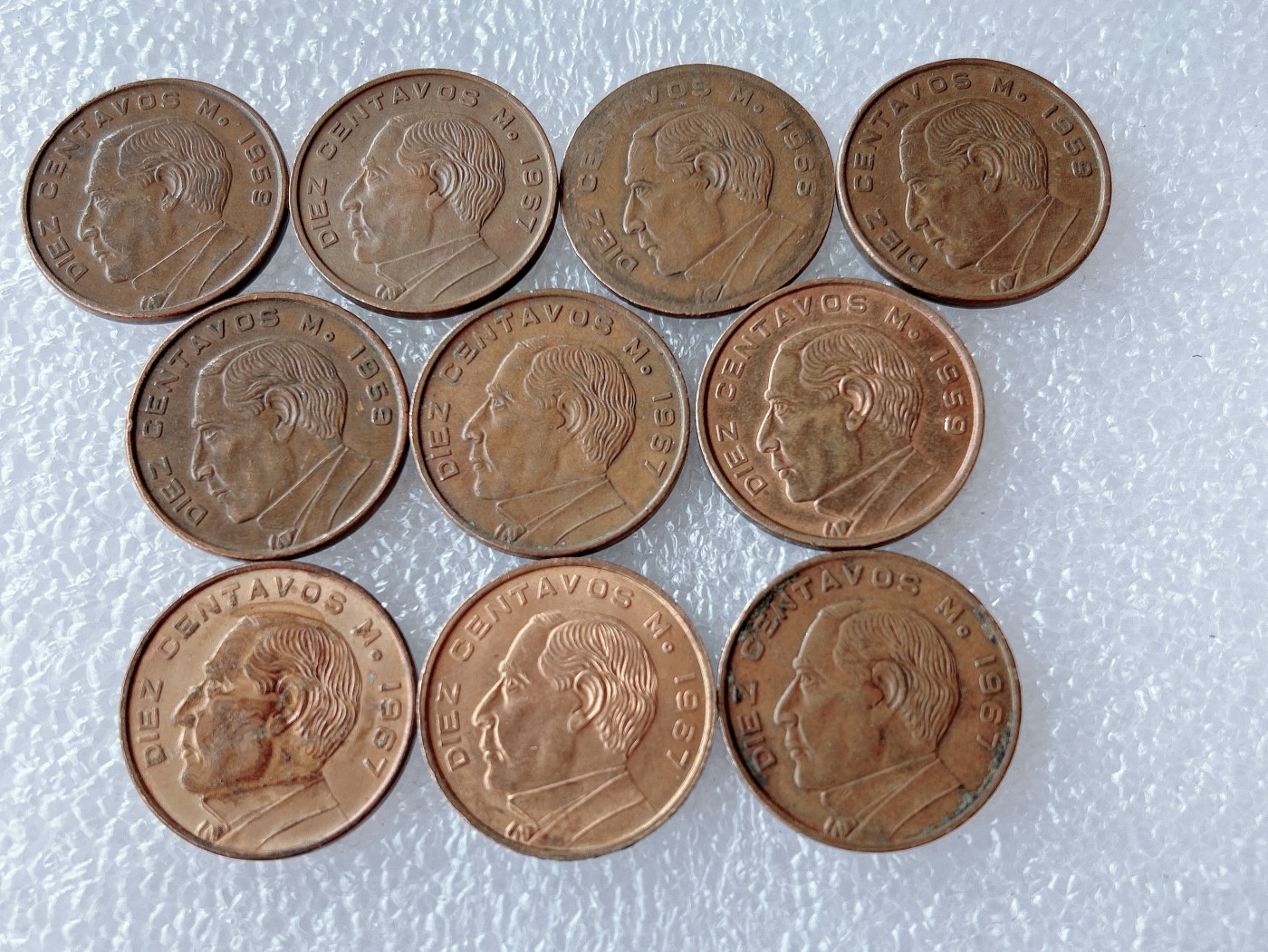 全场一元起拍 世界散币、银币专场 第52期 墨西哥10分铜币10枚 伟人币