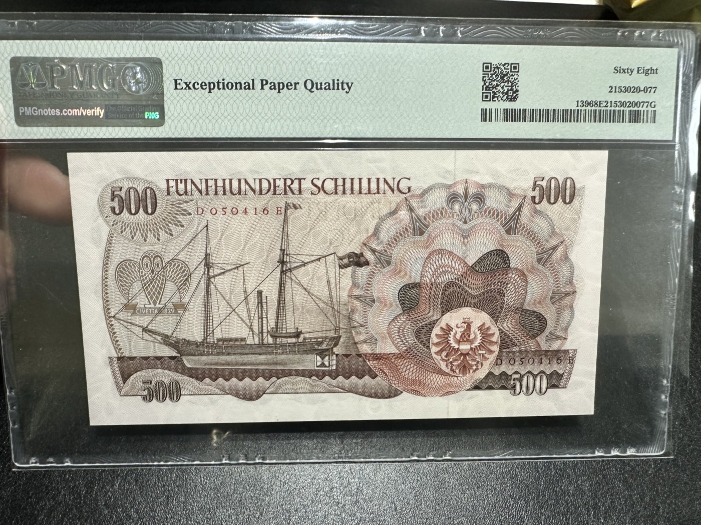 《外钞收藏家》第三百二十七期（连拍第四场） 1965年奥地利500先令 PMG68