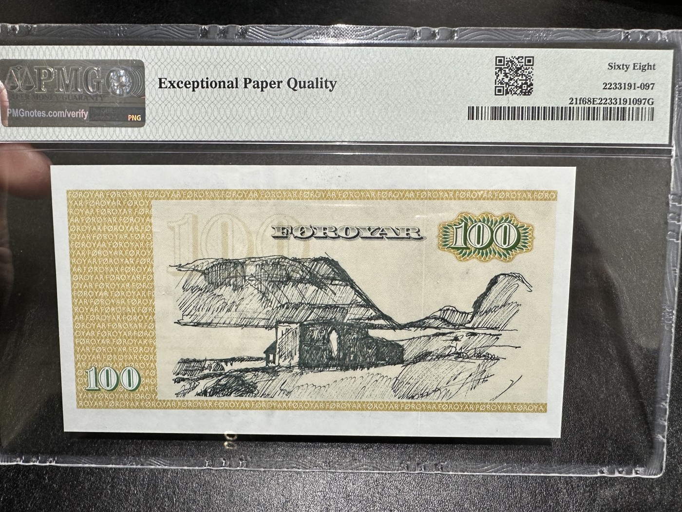 《外钞收藏家》第三百四十三期（评级场） 1994年法罗群岛100克朗 PMG68 A0冠