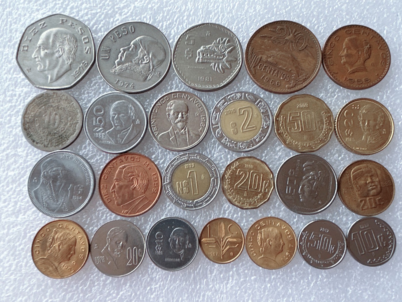 全场一元起拍 世界散币、银币专场 第52期 墨西哥硬币24枚 无重复