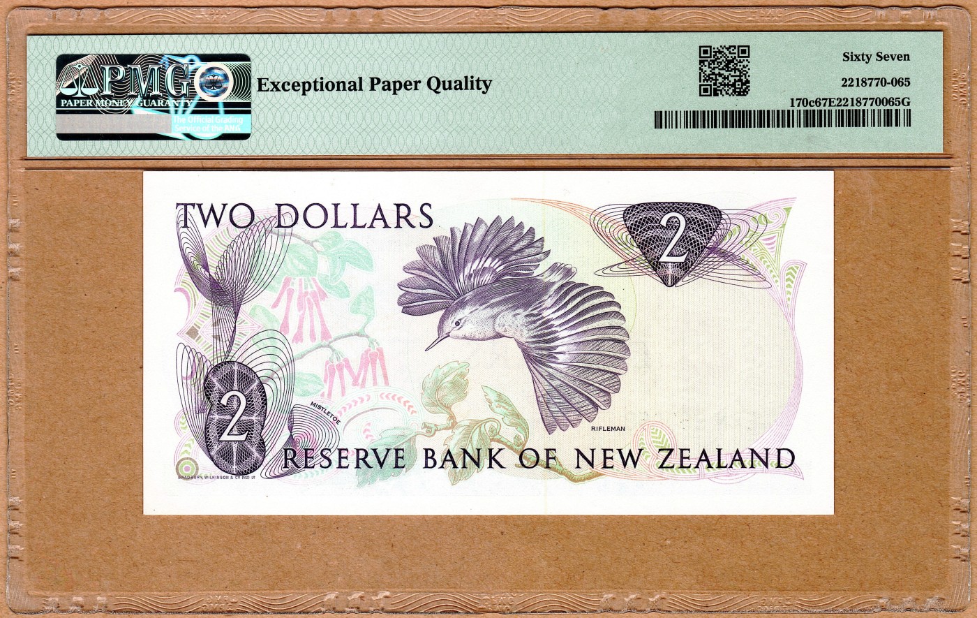 【Blue Auction】✨世界纸币精拍第414期【精】 【无47】新西兰 花冠女王1981-92年2元 PMG67EPQ