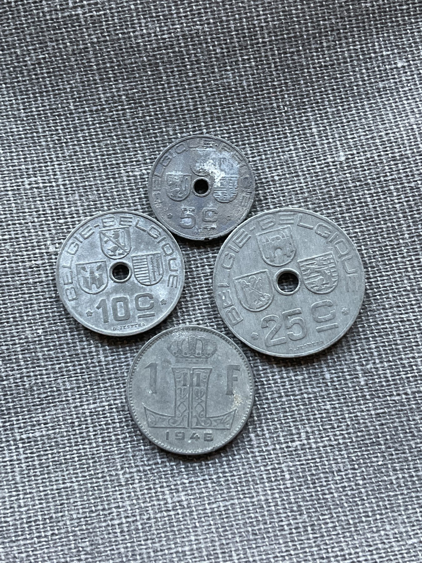 外国硬币首场2024-1-6 比利时二战时期锌币一组
