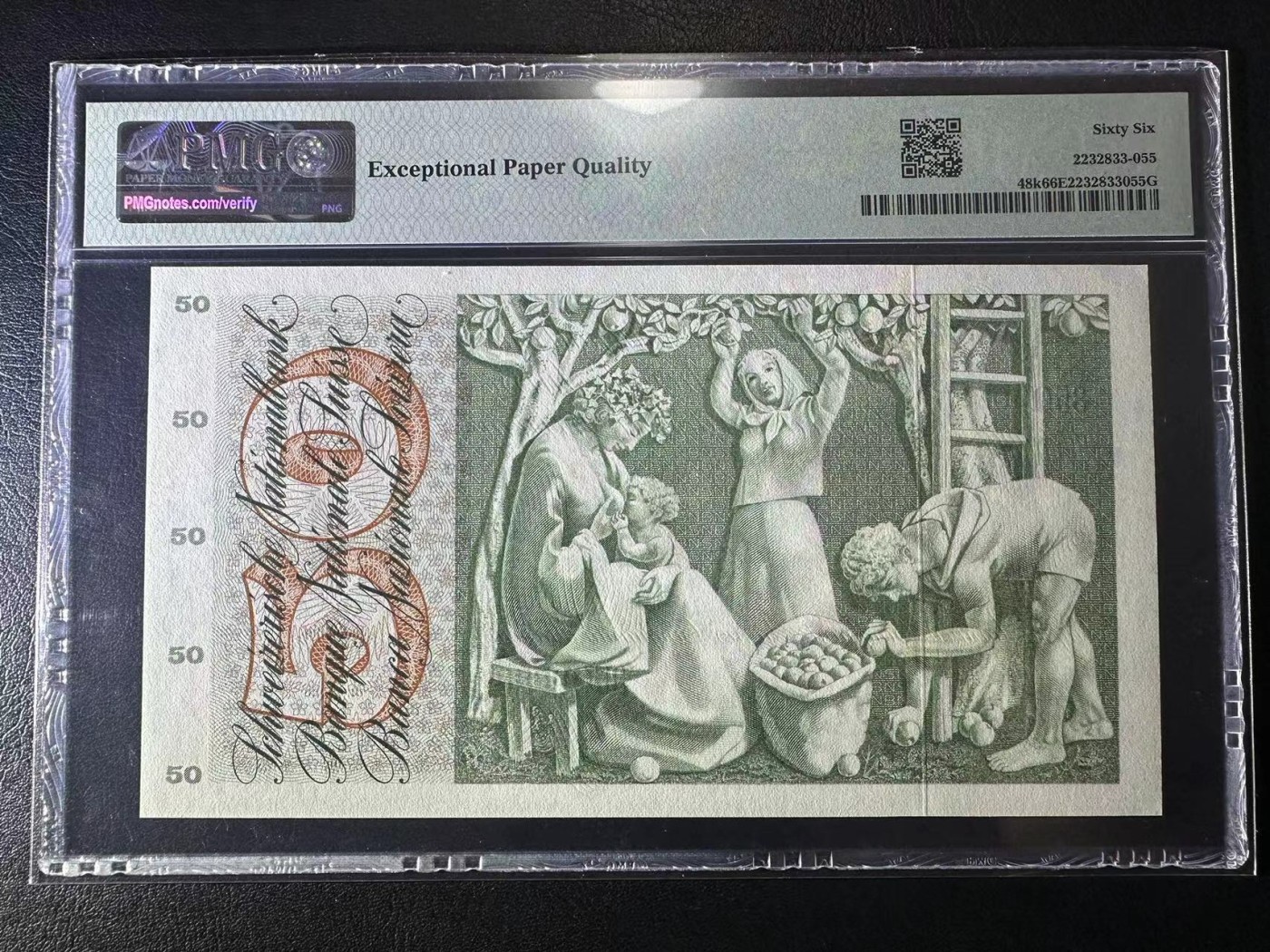 【Blue Auction】✨世界纸币精拍第414期【精】 【近全同8】瑞士 1971年50法郎 苹果园 PMG66EPQ 