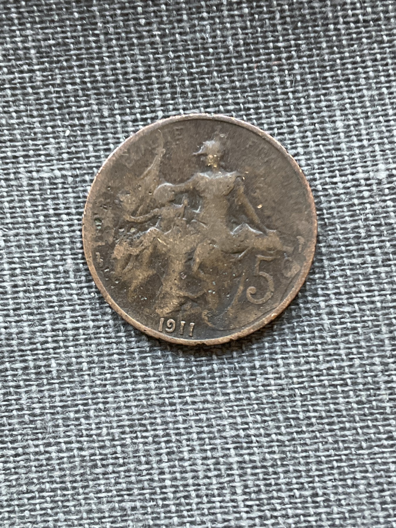 外国硬币首场2024-1-6 法国1911年5分