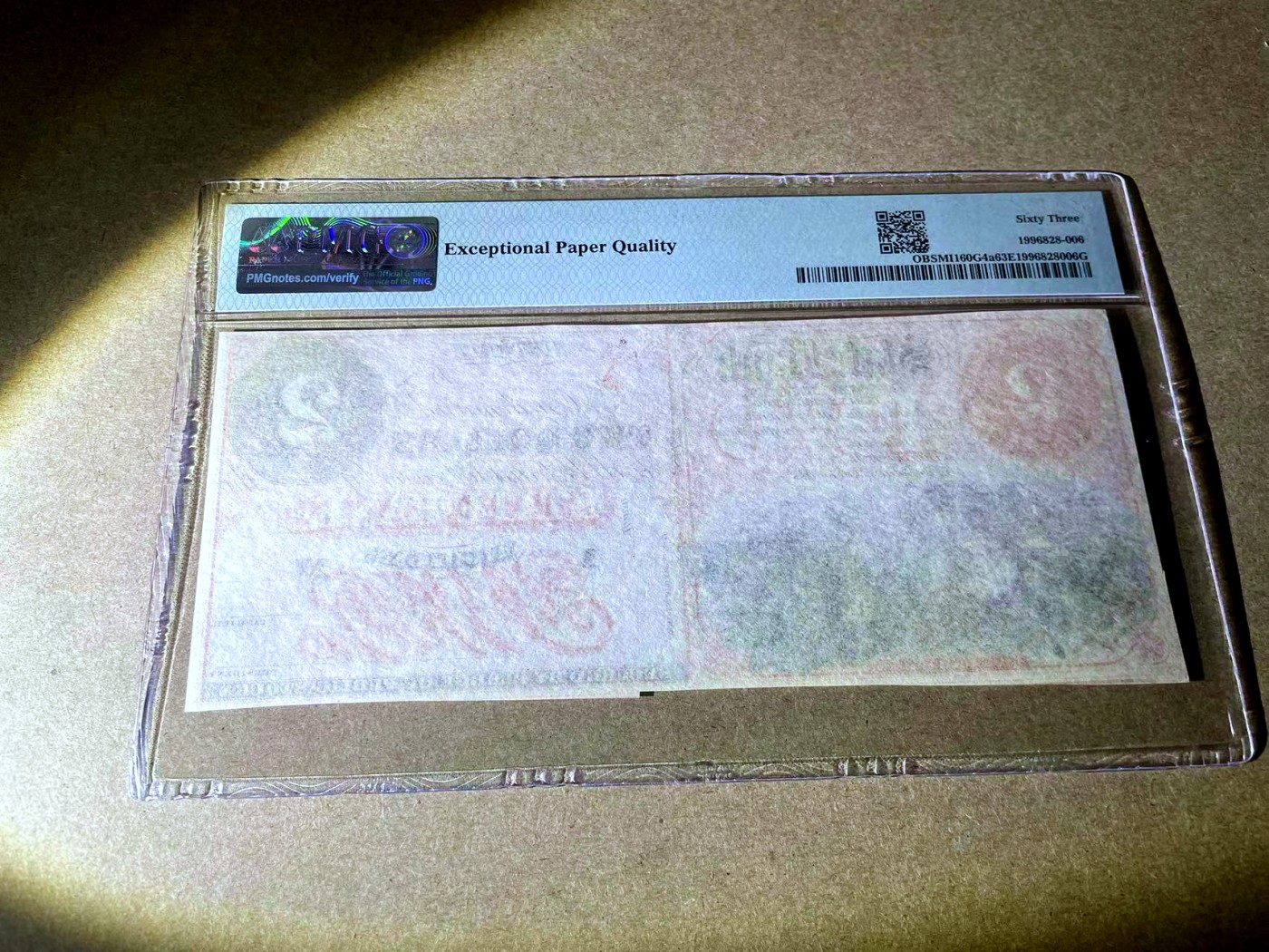 【Blue Auction】✨世界纸币精拍第414期【精】  美国 早期 密歇根州 1859-60年代2美金 印第安人狩猎野牛大场景 雕刻非常漂亮 PMG63EPQ 全新原票