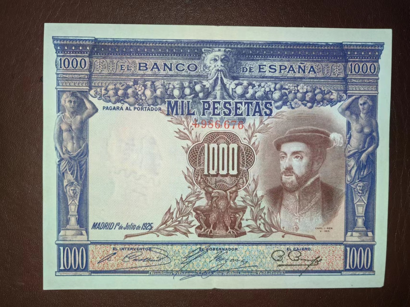 【Blue Auction】✨世界纸币精拍第414期【精】 西班牙 1925年1000比塞塔 AU