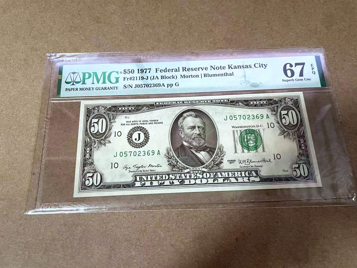 【Blue Auction】✨世界纸币精拍第414期【精】 美国 1977年50美金 PMG67EPQ 