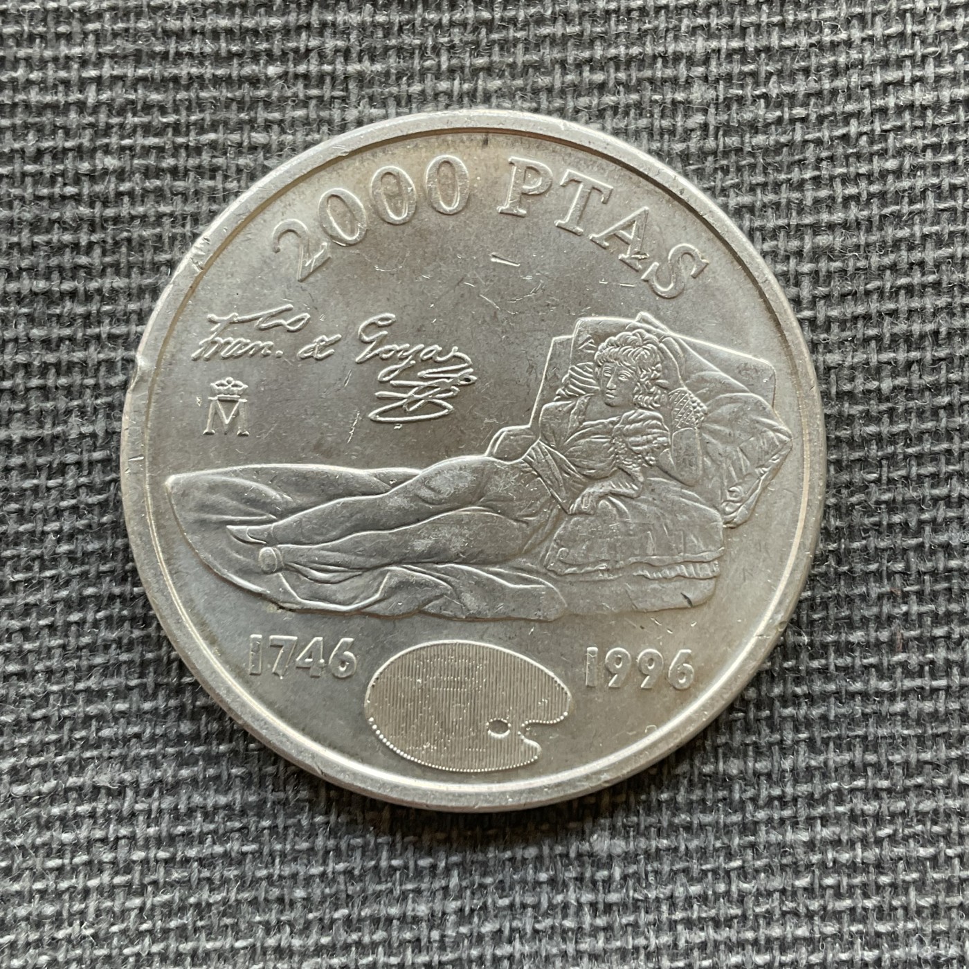 外国硬币首场2024-1-6 1996西班牙银币:着衣的玛哈