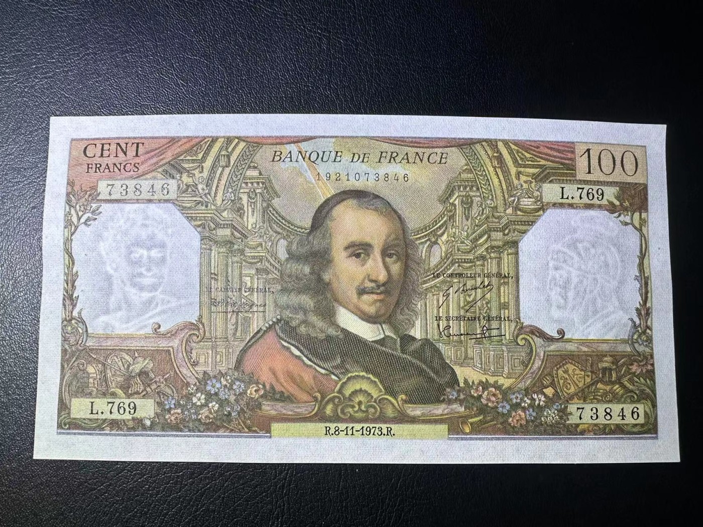 【Blue Auction】✨世界纸币精拍第414期【精】 法国 1973年100法郎 高乃伊 UNC-针孔