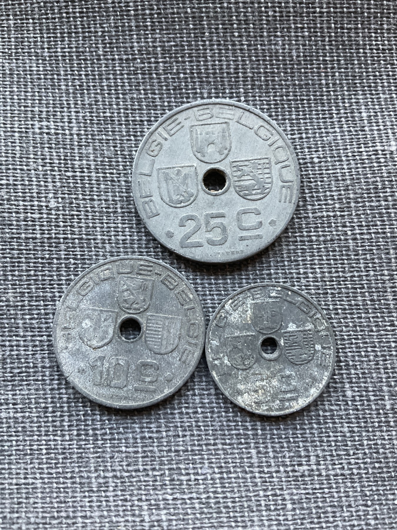 外国硬币首场2024-1-6 比利时二战锌币一组