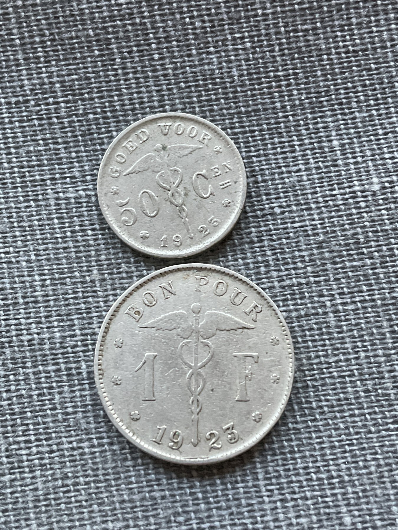 外国硬币首场2024-1-6 比利时1923年1法郎1925年50生丁