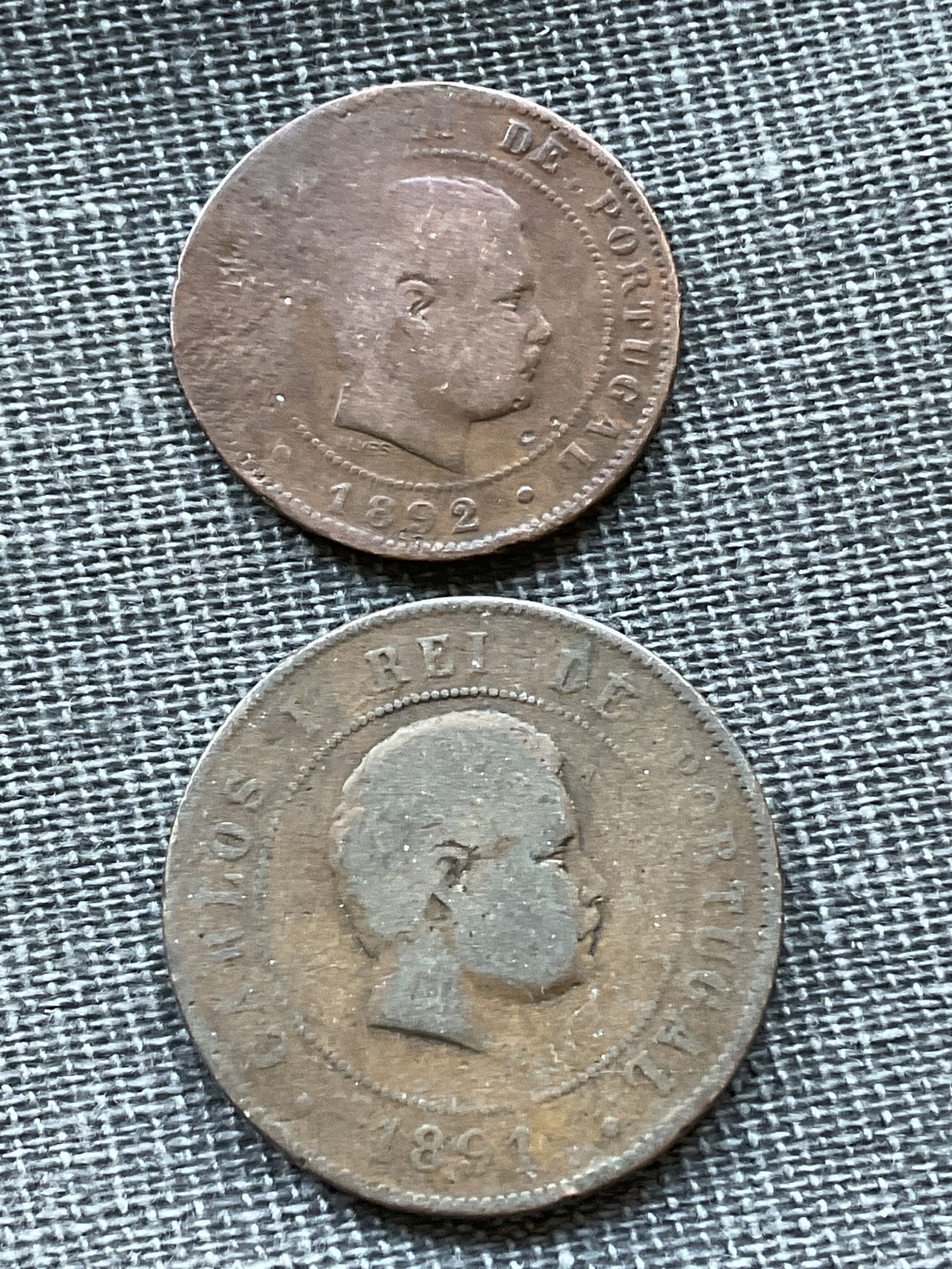 外国硬币首场2024-1-6 葡萄牙1891年1892年铜币