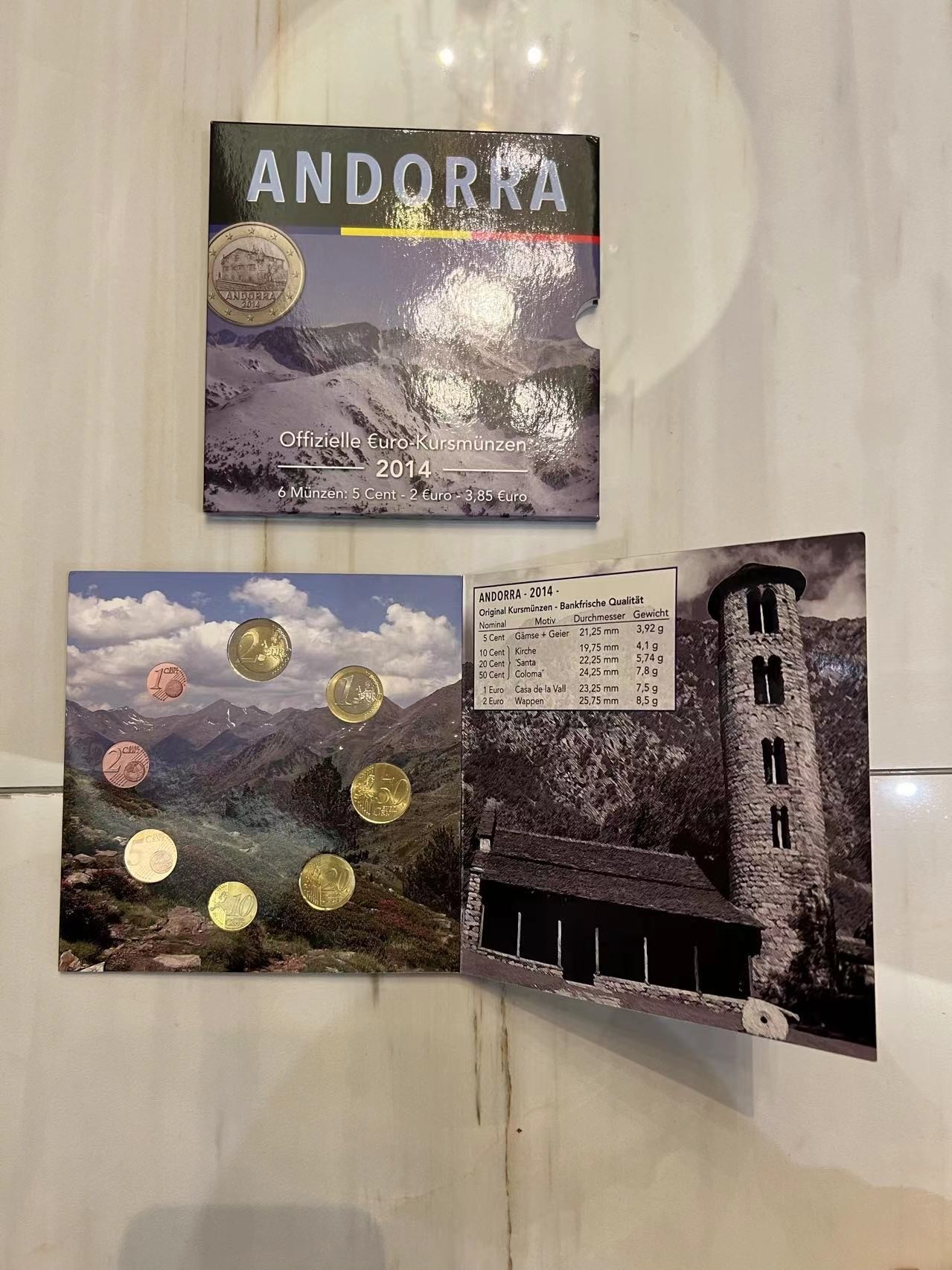 【币观天下】第2期钱币低佣金秒杀专场全场三件以上包邮 安道尔2014年欧元开门官方套币 发行量5000套 